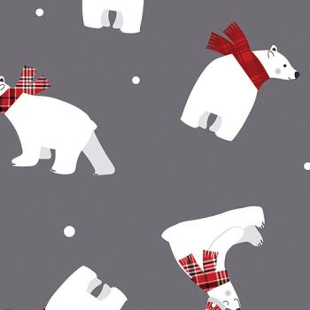 Winter Comfort - Polar Bear Fun Gray - Flanell